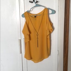 Yellow Cold Shoulder Top
